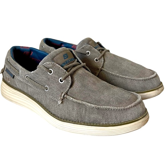 Skechers Shoes | Skechers Loafersboat Shoe Size Mens 8 | Color: Cream/Gray | Size: 8 | Mmcgee08's Closet
